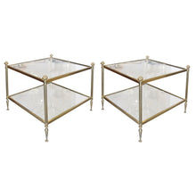 Load image into Gallery viewer, Pair of Brass and Glass Side Tables, Maison Bagues Style, French 1950s