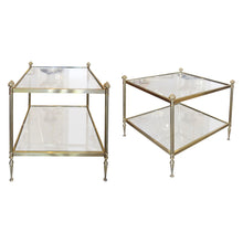 Load image into Gallery viewer, Pair of Brass and Glass Side Tables, Maison Bagues Style, French 1950s