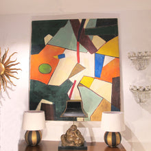 Load image into Gallery viewer, 1970s Italian Large Abstract Geometric Oil on Canvas