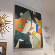Load image into Gallery viewer, 1970s Italian Large Abstract Geometric Oil on Canvas