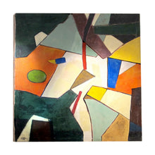 Load image into Gallery viewer, 1970s Italian Large Abstract Geometric Oil on Canvas