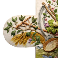 Load image into Gallery viewer, French Plaster  Pediment, Hand-Painted Harvest Design, 1960s