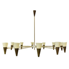 Load image into Gallery viewer, JDV 12 Brass and Ivory Colour Shades Ceiling light by Diego Mardegan