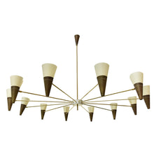 Load image into Gallery viewer, JDV 12 Brass and Ivory Colour Shades Ceiling light by Diego Mardegan