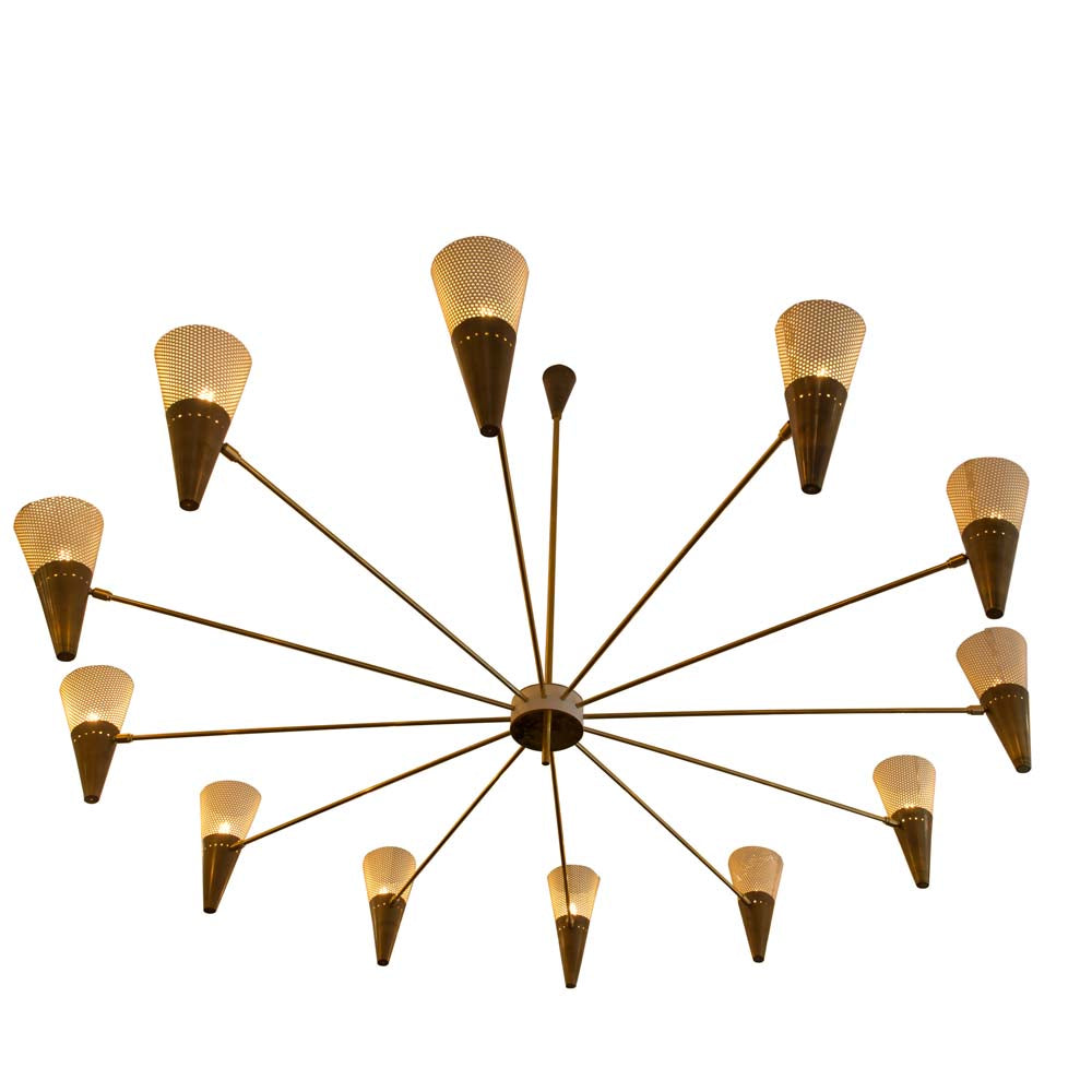 JDV 12 Brass and Ivory Colour Shades Ceiling light by Diego Mardegan