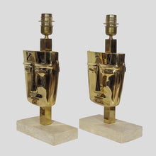 Load image into Gallery viewer, Vintage Brass face sculpture table lamps