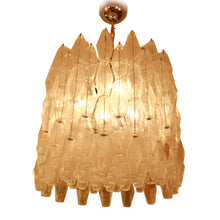 Load image into Gallery viewer, Drum shaped Clear Poliedri blown Murano glass chandelier
