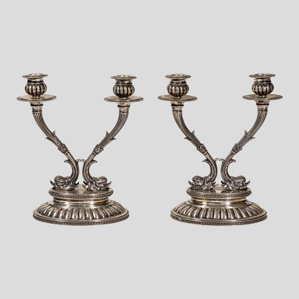 Pair of 19th century Italian Silver candlesticks