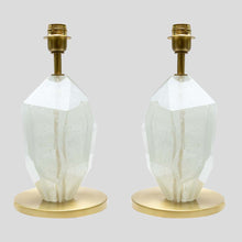 Load image into Gallery viewer, Pair of Ice colour faceted Murano glass table lamps