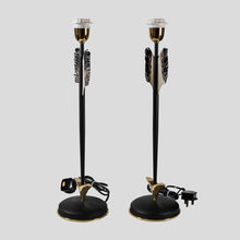 Load image into Gallery viewer, Pair of Midcentury arrow shaped base table lamps
