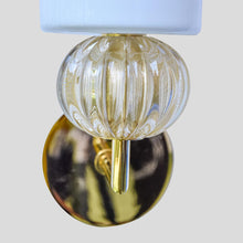 Load image into Gallery viewer, Pair of Murano Glass white and Gold glass wall sconces
