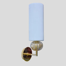 Load image into Gallery viewer, Pair of Murano Glass white and Gold glass wall sconces