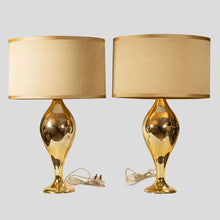 Load image into Gallery viewer, Pair of Murano glass gold mirrored table lamps