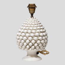Load image into Gallery viewer, Pair of Vintage Pine cone shape white ceramic table lamps