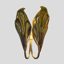 Load image into Gallery viewer, Pair of Vintage brass shape leaf wall lights by Tommaso Barbi