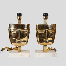 Load image into Gallery viewer, Vintage Brass face sculpture table lamps
