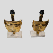 Load image into Gallery viewer, Vintage Brass face sculpture table lamps
