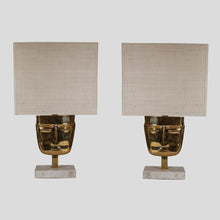 Load image into Gallery viewer, Vintage Brass face sculpture table lamps