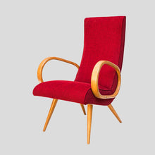Load image into Gallery viewer, Pair of French 1950s Red upholstered armchairs by Stella Durera
