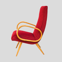 Load image into Gallery viewer, Pair of French 1950s Red upholstered armchairs by Stella Durera
