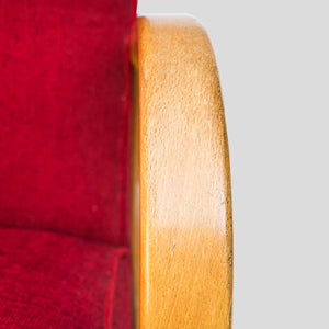 Pair of French 1950s Red upholstered armchairs by Stella Durera