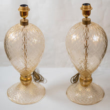 Load image into Gallery viewer, Pair of blown Murano glass Veronese table lamps