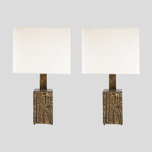 Load image into Gallery viewer, Pair of brutalist table lamps designed by Luciano Frigerio