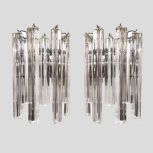 Load image into Gallery viewer, Pair of clear Murano glass Triedri wall lights