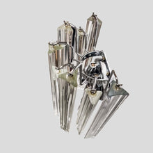 Load image into Gallery viewer, Pair of clear Murano glass Triedri wall lights