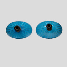 Load image into Gallery viewer, Pair of sky blue ribbed Barovier Murano Glass Table lamps