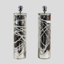 Load image into Gallery viewer, Pair of Silver Mirrored Murano glass table lamps
