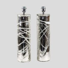 Load image into Gallery viewer, Pair of Silver Mirrored Murano glass table lamps