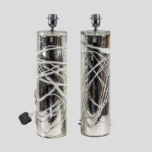 Load image into Gallery viewer, Pair of Silver Mirrored Murano glass table lamps