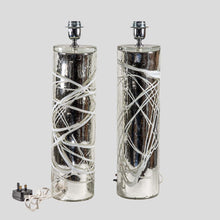 Load image into Gallery viewer, Pair of Silver Mirrored Murano glass table lamps