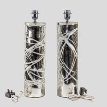 Load image into Gallery viewer, Pair of Silver Mirrored Murano glass table lamps