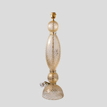 Load image into Gallery viewer, Pair of tall blown clear glass with gold inclusion table lamps