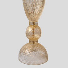 Load image into Gallery viewer, Pair of tall blown clear glass with gold inclusion table lamps