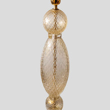 Load image into Gallery viewer, Pair of tall blown clear glass with gold inclusion table lamps