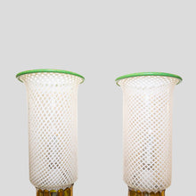 Load image into Gallery viewer, Pair of 1930s Murano clear white and green glass on brass wall lights