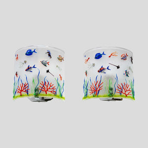 Pair of white colour Murano glass aquarium wall lights