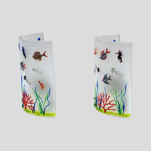 Pair of white colour Murano glass aquarium wall lights