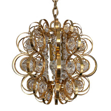 Load image into Gallery viewer, Single Brass and Crystal Hanging Light Attributed to Palwa