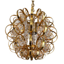 Load image into Gallery viewer, Single Brass and Crystal Hanging Light Attributed to Palwa