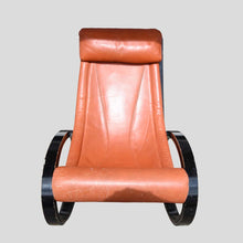 Load image into Gallery viewer, Vintage Red leather Sgarsul Rocking Chair by Gae Aulenti