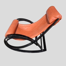 Load image into Gallery viewer, Vintage Red leather Sgarsul Rocking Chair by Gae Aulenti