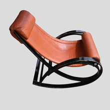 Load image into Gallery viewer, Vintage Red leather Sgarsul Rocking Chair by Gae Aulenti