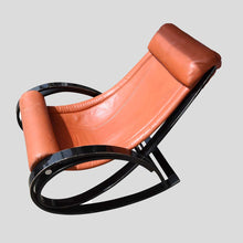 Load image into Gallery viewer, Vintage Red leather Sgarsul Rocking Chair by Gae Aulenti
