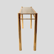 Load image into Gallery viewer, Vintage gold console with smoke glass top att. to Romeo Rega