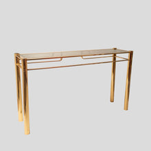 Load image into Gallery viewer, Vintage gold console with smoke glass top att. to Romeo Rega