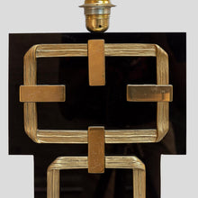 Load image into Gallery viewer, A black perspex with brass deco table lamps by Frigerio